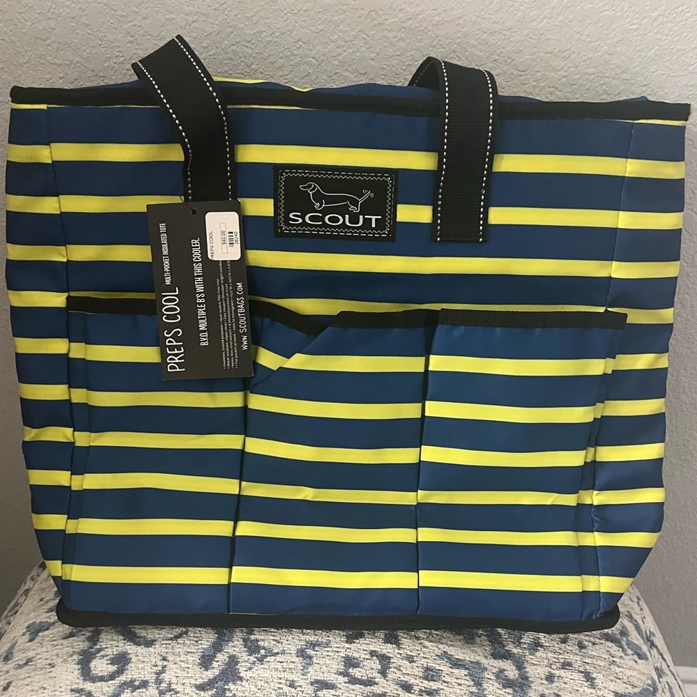 Preps Cool Scout cooler. NWT. Navy and lime green striped